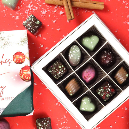 **VEGAN** 9 Piece Christmas Chocolate Box - Holiday Chocolate Gift