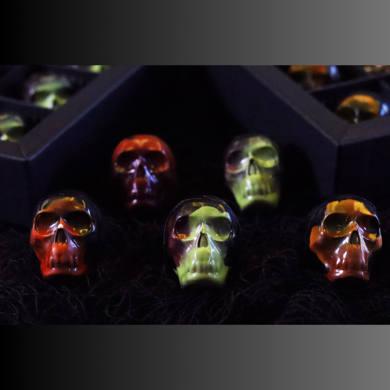 **VEGAN** 9pc Spooky Halloween Skull Candy Chocolate Box - Cherry