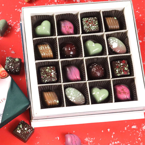 **VEGAN** 16 Piece Christmas Chocolate Box - Holiday Chocolate Gift