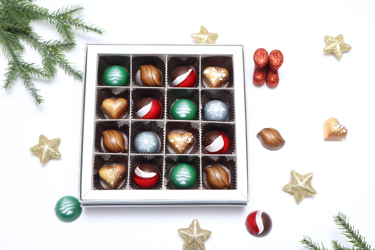 **VEGAN** 16 Piece Christmas Chocolate Box - Holiday Chocolate Gift
