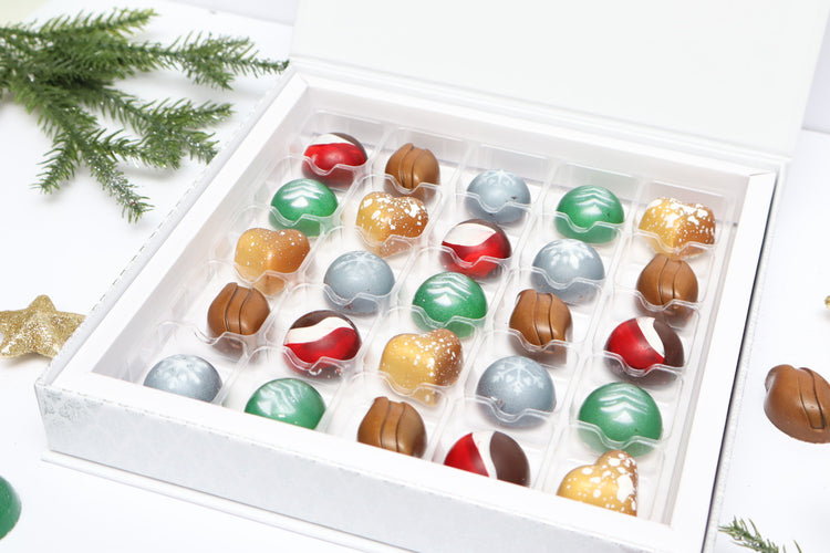**VEGAN** 25 Piece Christmas Chocolate Box - Holiday Chocolate Gift