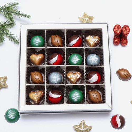 **VEGAN** 16 Piece Christmas Chocolate Box - Holiday Chocolate Gift