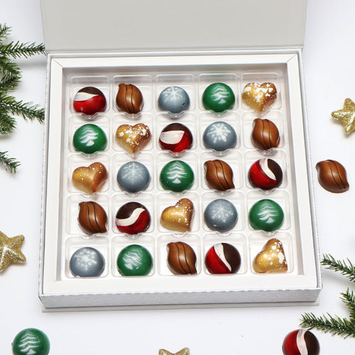 **VEGAN** 25 Piece Christmas Chocolate Box - Holiday Chocolate Gift
