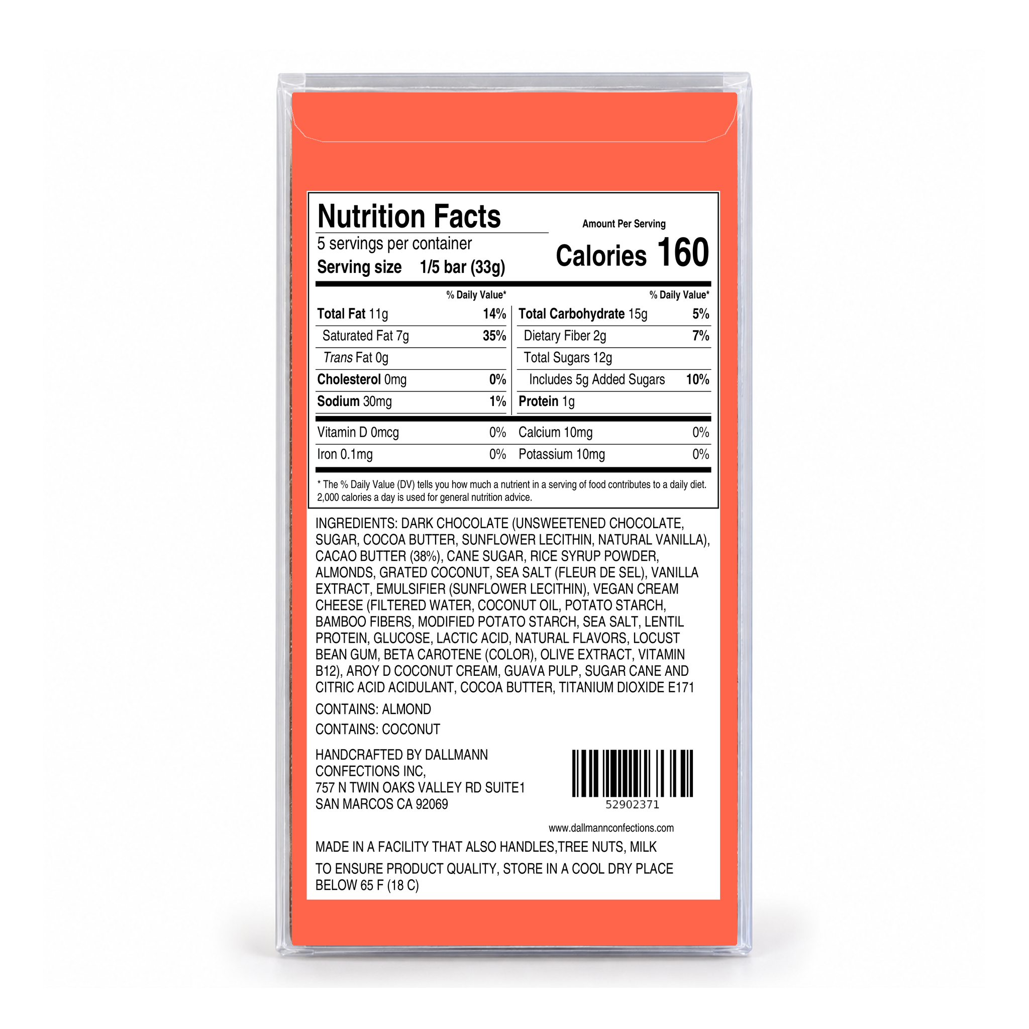 Dallmann Guava Cheesecake Bar packaging, back view