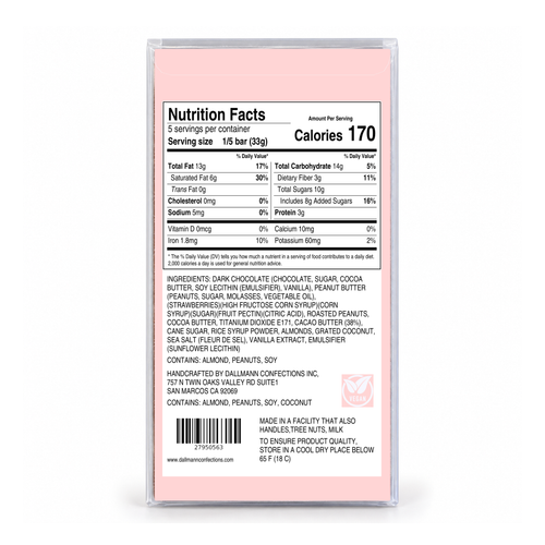 Dallmann PB&J Bar packaging, back view