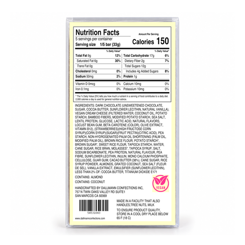 Dallmann Strawberry Cheesecake Bar packaging, back view